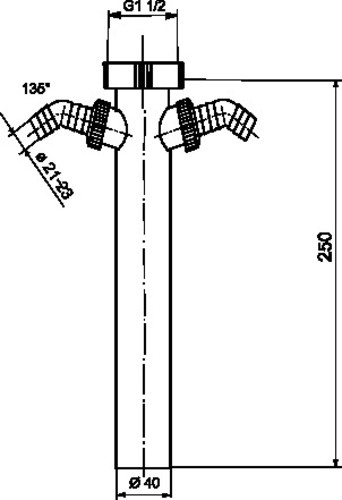 Cevni priključek SANIT z 2x stranskimi priključki, G1 1/2 D: 250, fi: 40